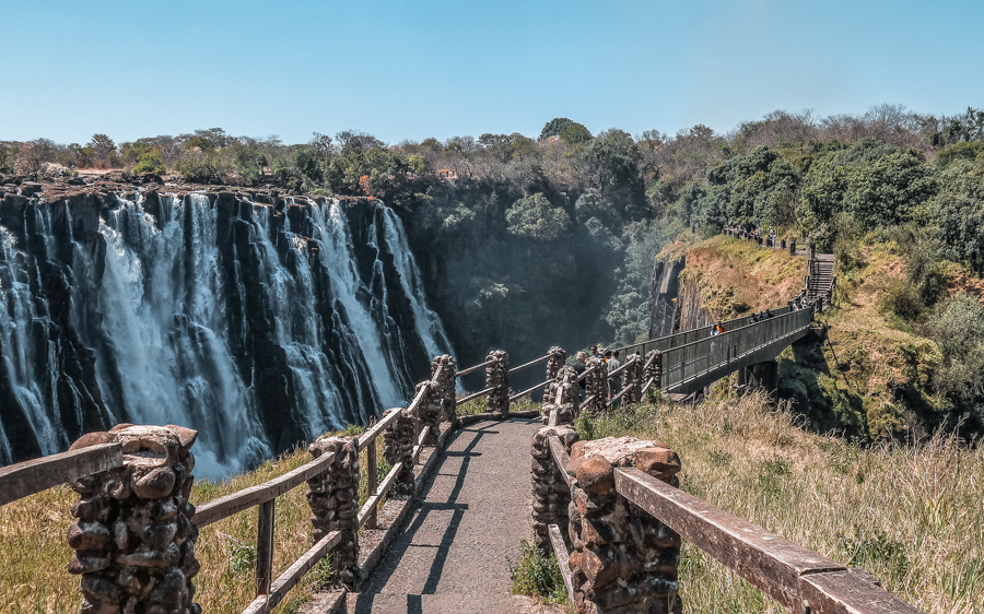 The trail that overlooks the roaring waters of Victoria Falls in Zambia