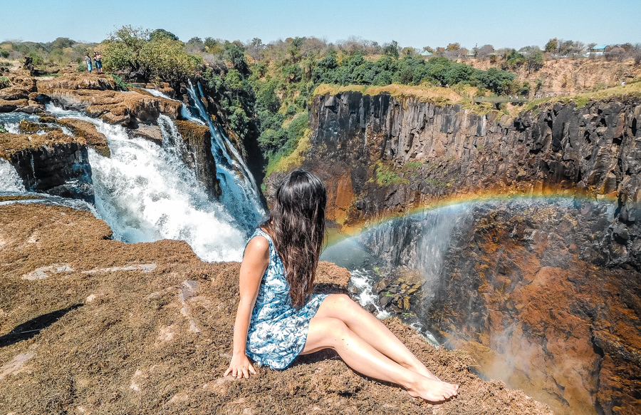 Overlooking the Zambezi river from atop Victoria Falls in Zambia