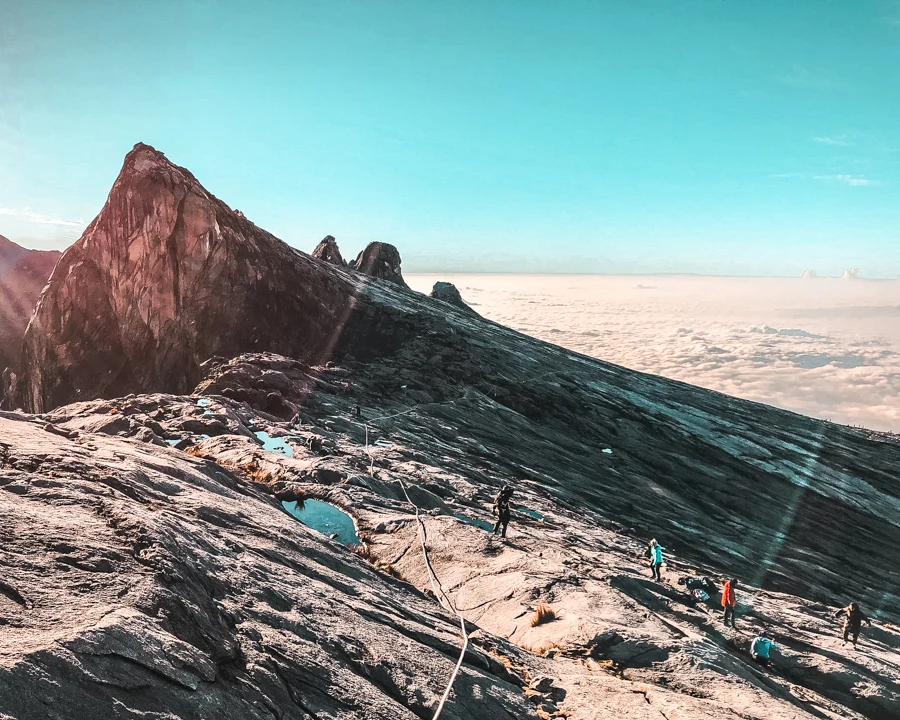 The peak of Mount Kinabalu, the higest mountain in Southeast Asia 