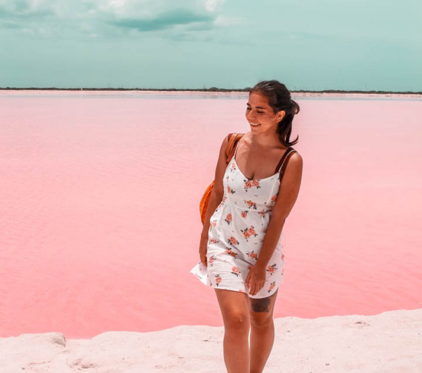 One of the best instagram spots in Mexico are las Coloradas, a set of pink lakes in the Yucatan Peninsula that look out of this world!